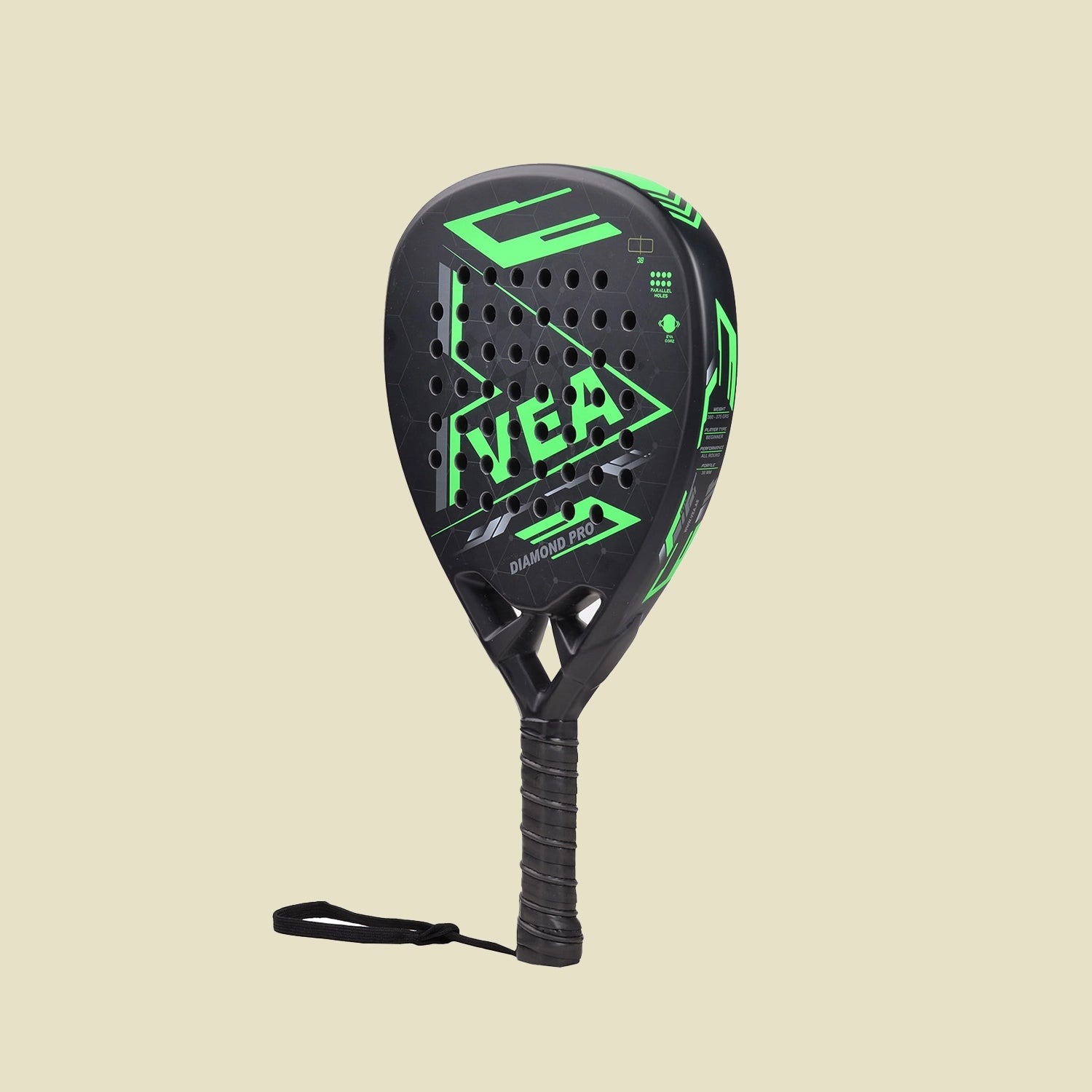 VEA Diamond Pro Padel Racket with Cover - Carbon Fiber Racquet, Lightweight, EVA Core - Professional Performance